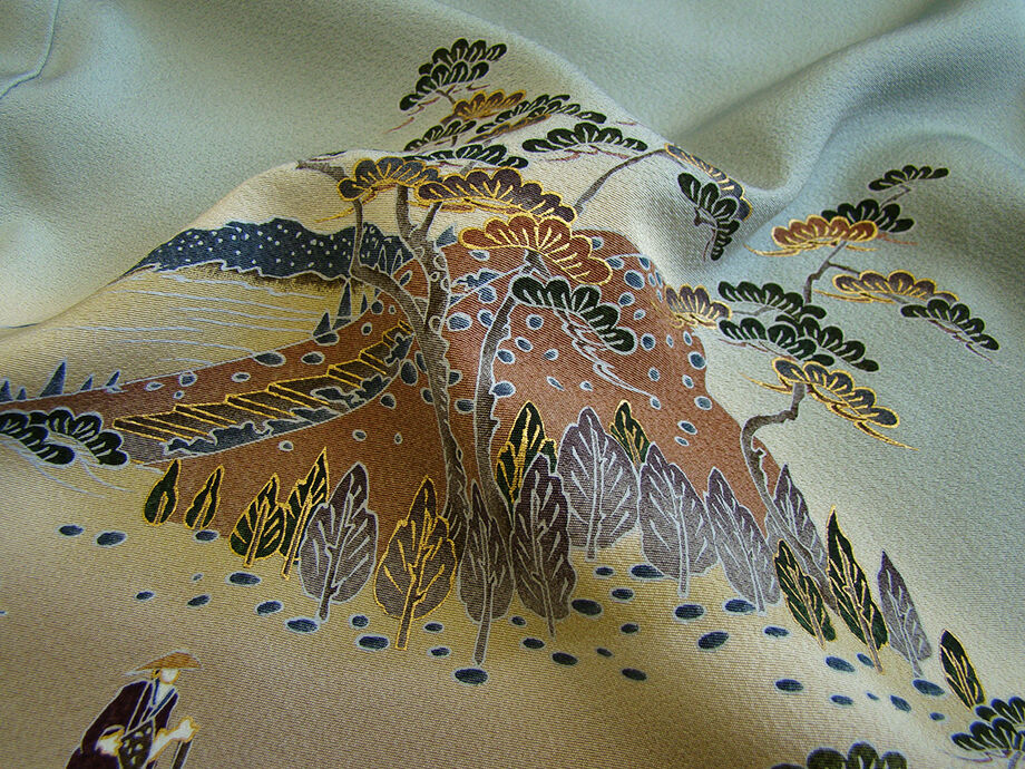 売り尽くしセール 302mo39 色留袖 総刺繍 一つ紋 金糸 菊 唐花 楓 桜