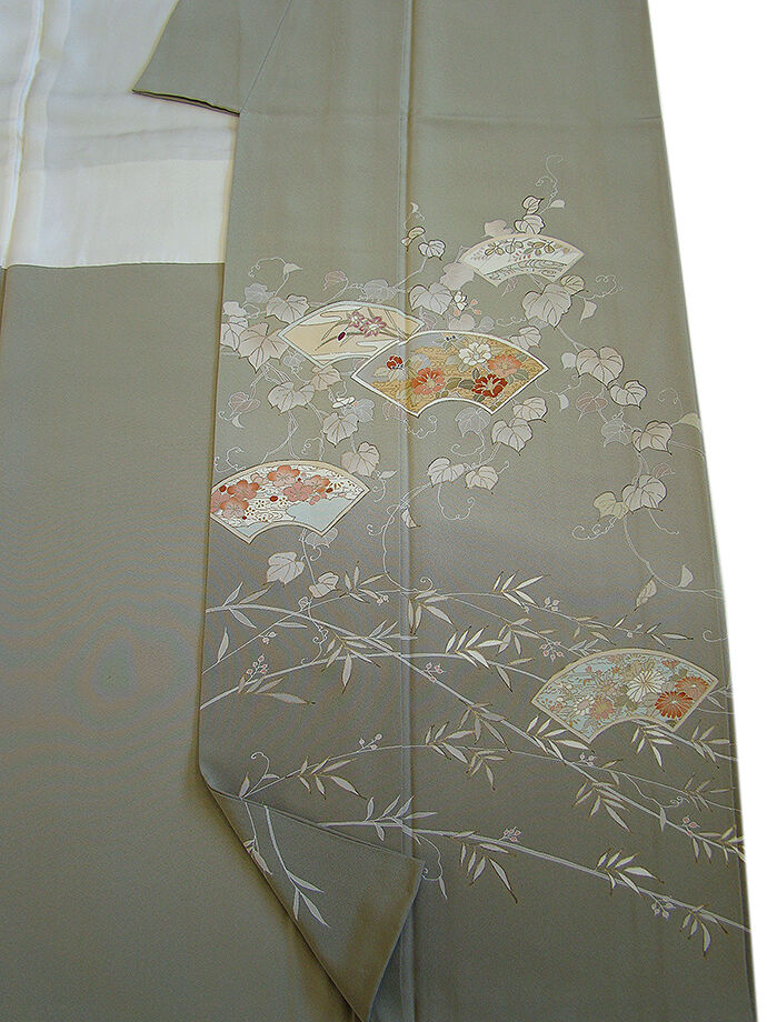 きものしらゆり 身丈165cm 裄68cm 10～5月 Ｌ寸 極上ちりめん 地紙文 色留袖 訪問着 鷹羽違い 正絹 身長157cm～165cmの方に最適 I289