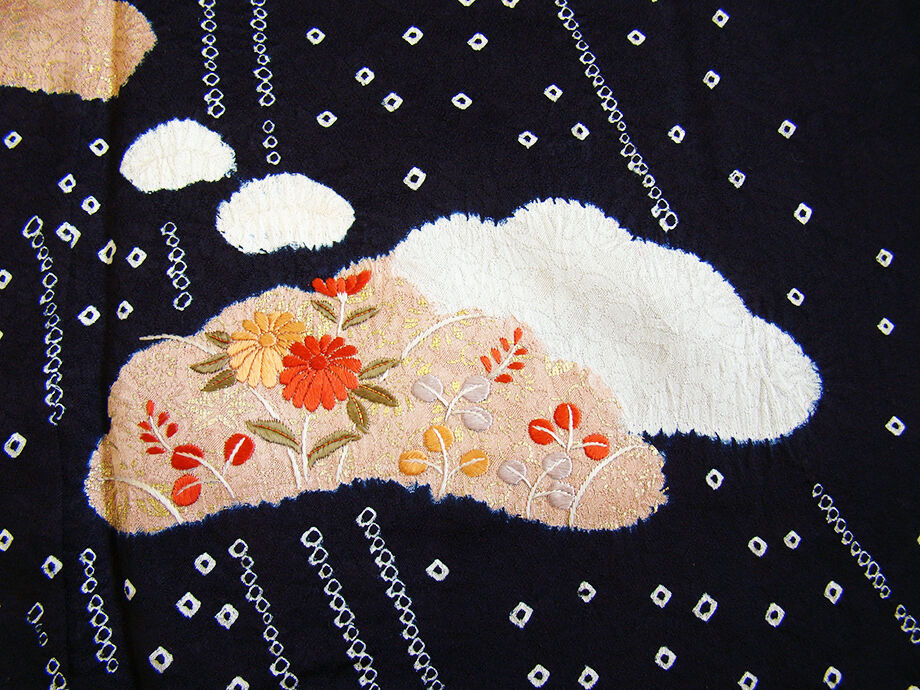 きものしらゆり 身丈157cm 裄65cm 10～5月 フォーマル 黒地 絞り 刺繍 訪問着 正絹 身長151cm～158cmの方に最適 同梱可 I331