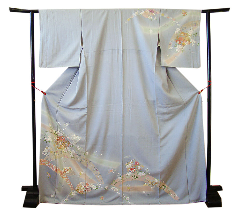 きものしらゆり １円 身丈166cm 裄69cm 新品 Ｌ寸 極上丹後ちりめん 金彩染 高級 訪問着 正絹 身長158cm～166cmの方に最適 同梱可 Q1040 きものしらゆり １円 身丈166cm 裄68cm 5・6・9月 ロング寸 単衣