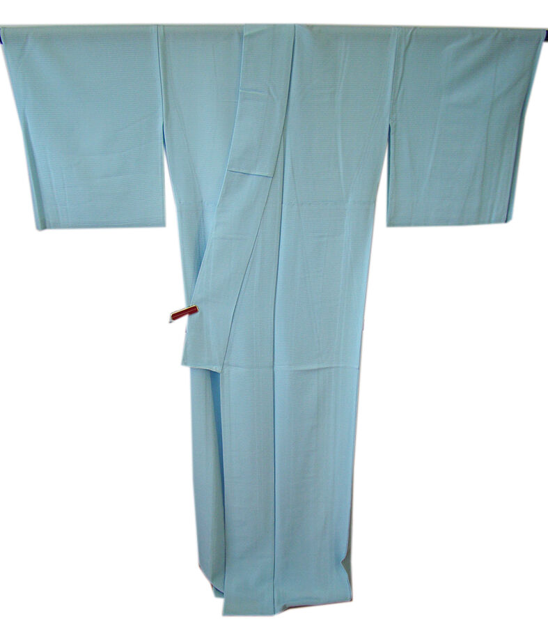 きものしらゆり 身丈165cm 裄68cm 7～8月 ロング寸 夏物 絽ちりめん ベビーブルー色 色無地 正絹 身長157cm～165cmの方に最適 I733