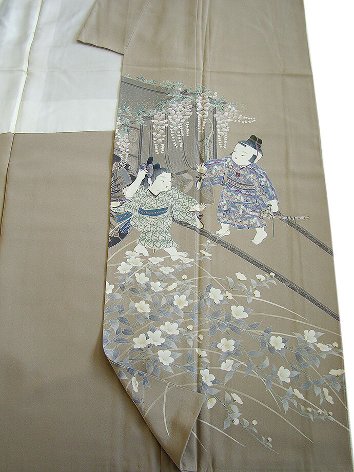 きものしらゆり 身丈157cm 裄66cm 10～5月 作家物 フォーマル 極上ちりめん地 唐子 本加工染 訪問着 正絹 身長153cm～159cmの方に最適 I608