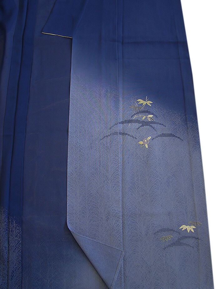 きものしらゆり 身丈157cm 裄64cm 7月・8月 夏物 フォーマル 駒絽 青藍色 透かし 刺繍 訪問着 正絹 身長150cm～156cmの方に最適 U930