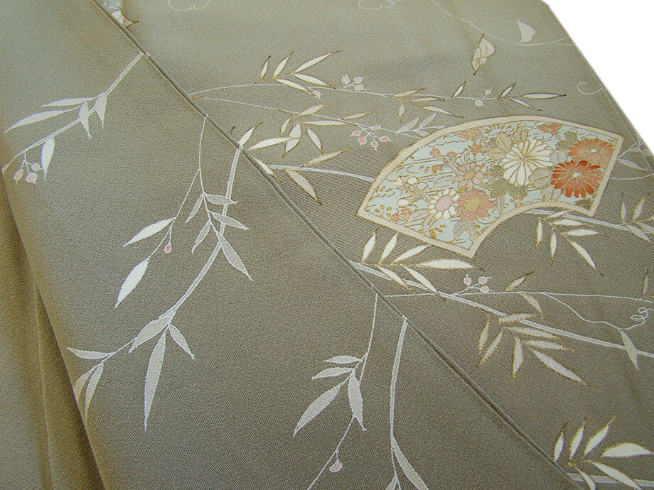 きものしらゆり 身丈165cm 裄68cm 10～5月 Ｌ寸 極上ちりめん 地紙文 色留袖 訪問着 鷹羽違い 正絹 身長157cm～165cmの方に最適 I289