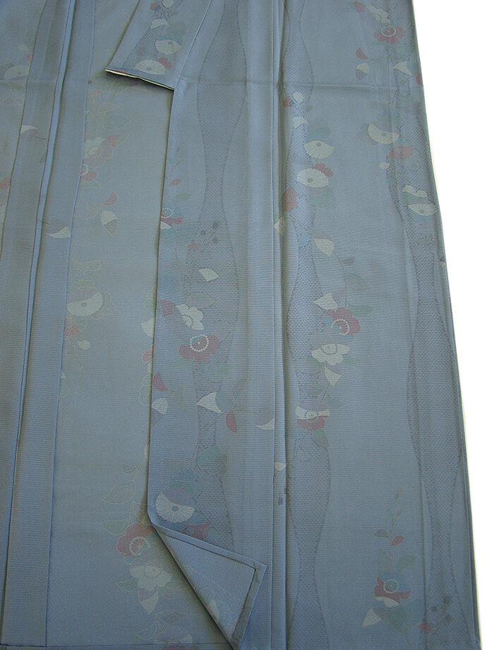 きものしらゆり 身丈159cm 裄66cm 7月・8月 夏物 駒絽 藍鼠色 小紋 正絹 身長154cm～160cmの方に最適 同梱可 U935