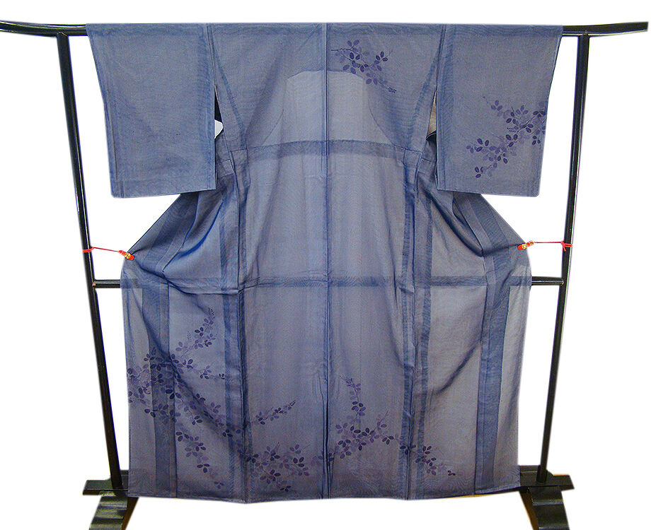 きものしらゆり 身丈155cm 裄64cm 5・6・7月・9月 夏物 二重紗 群青色 豆花柄 高級 訪問着 正絹 身長150cm～156cmの方に最適 同梱可 I891