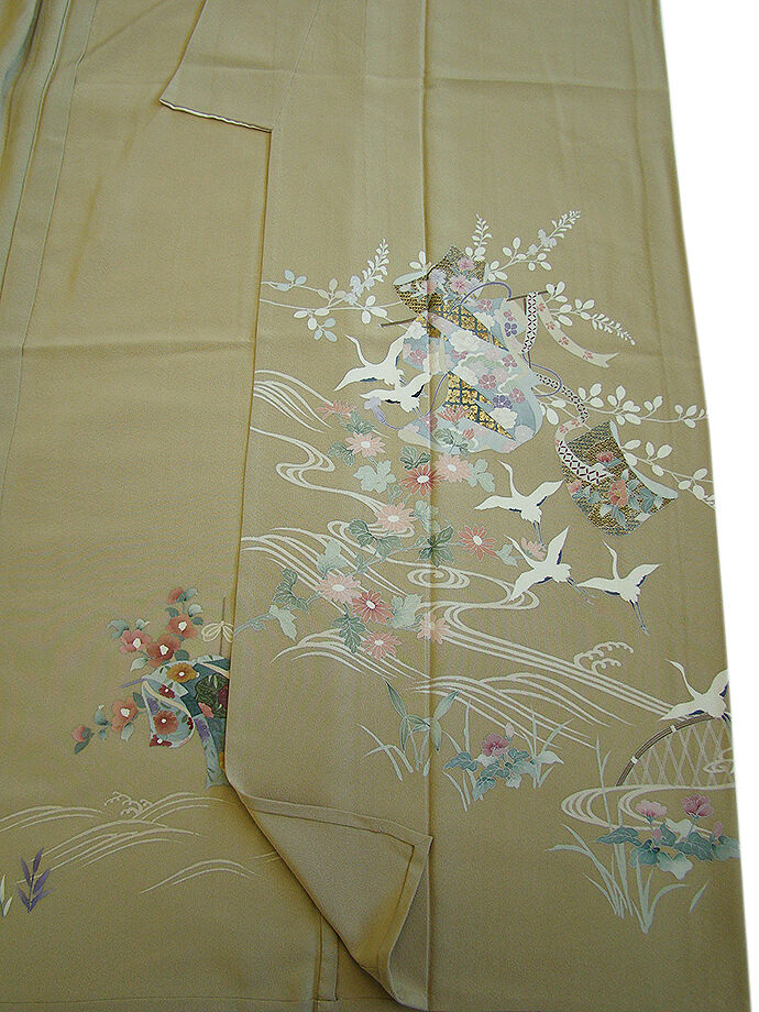 きものしらゆり 身丈159cm 裄66cm 5・6・9月 単衣 フォーマル 極上ちりめん地 金彩染 訪問着 正絹 身長154cm～160cmの方に最適 I904