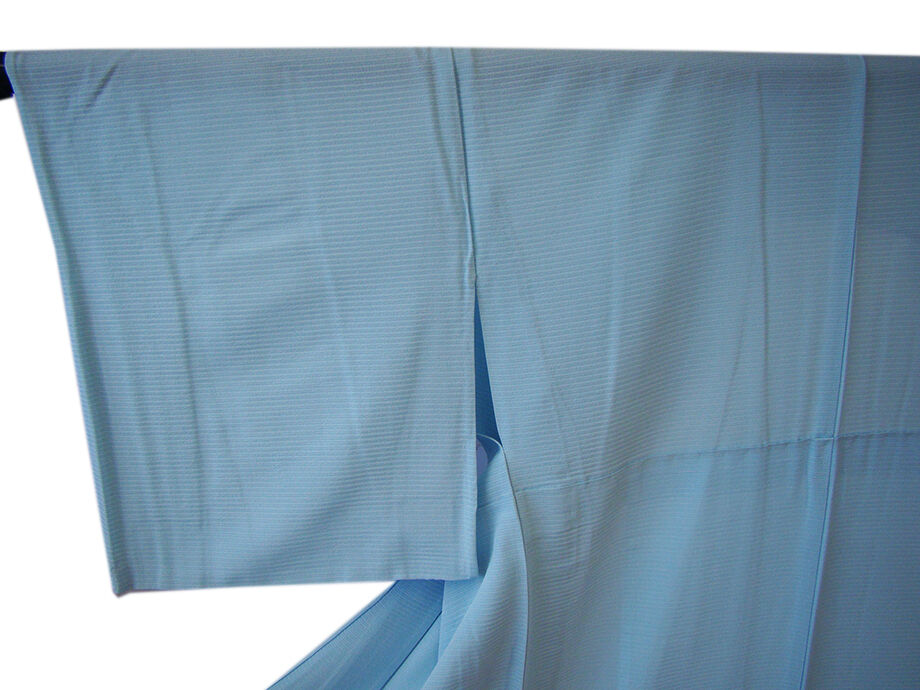 きものしらゆり 身丈165cm 裄68cm 7～8月 ロング寸 夏物 絽ちりめん ベビーブルー色 色無地 正絹 身長157cm～165cmの方に最適 I733