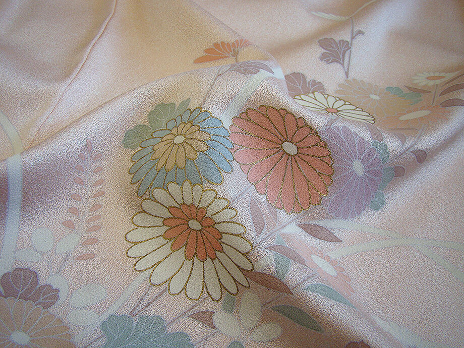 きものしらゆり 身丈163cm 裄66cm 10～5月 フォーマル 極上綸子地 灰桜色 たたき染 訪問着 正絹 身長154cm～160cmの方に最適 I415