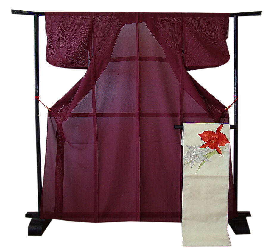 きものしらゆり 身丈157cm 裄66cm 7～8月 夏物 バチ衿 駒絽 色無地 なごや帯 帯〆 正絹 セット 身長151cm～158cmの方に最適 U836