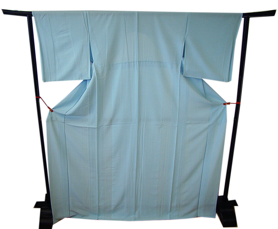 きものしらゆり 身丈165cm 裄68cm 7～8月 ロング寸 夏物 絽ちりめん ベビーブルー色 色無地 正絹 身長157cm～165cmの方に最適 I733