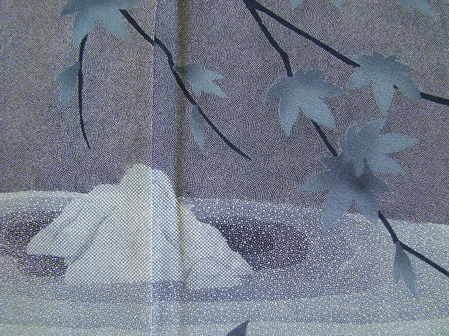 きものしらゆり 身丈163cm 裄67cm 10～5月 Ｌ寸 伝統工芸士 鮫 江戸小紋 枯山水 庭園柄 訪問着 正絹 身長156cm～163cmの方に最適 I551