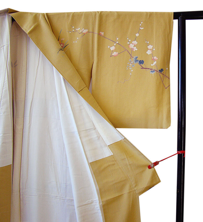 きものしらゆり 身丈166cm 裄68cm 10～5月 フォーマル ちりめん地 飴色 金彩染 訪問着 正絹 身長151cm～158cmの方に最適 I320