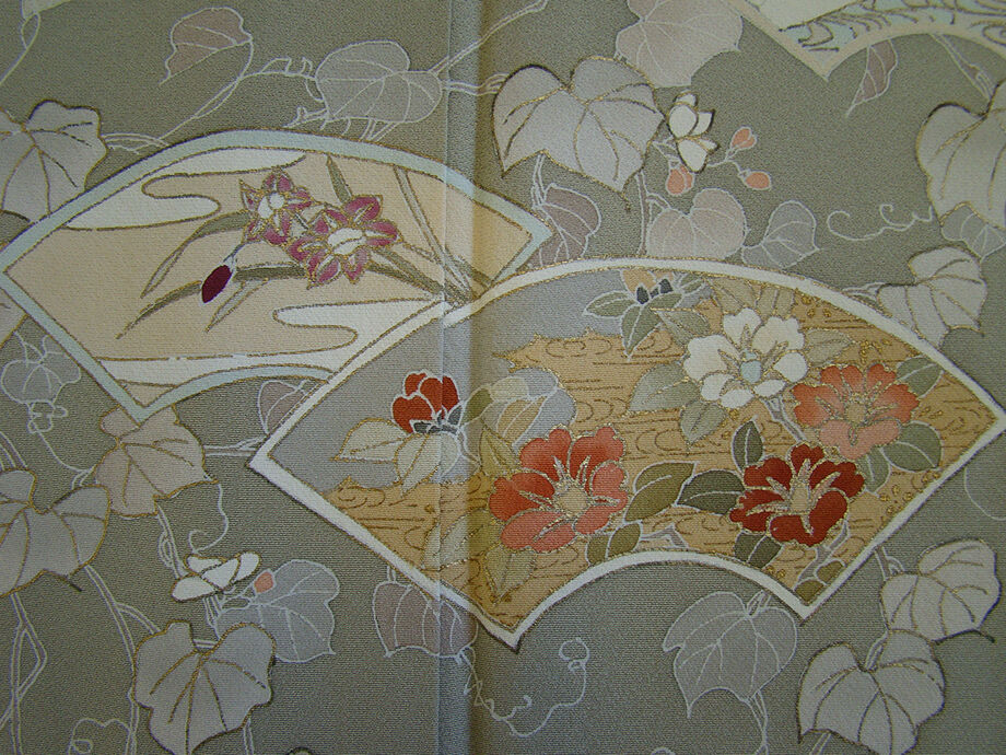 きものしらゆり 身丈165cm 裄68cm 10～5月 Ｌ寸 極上ちりめん 地紙文 色留袖 訪問着 鷹羽違い 正絹 身長157cm～165cmの方に最適 I289