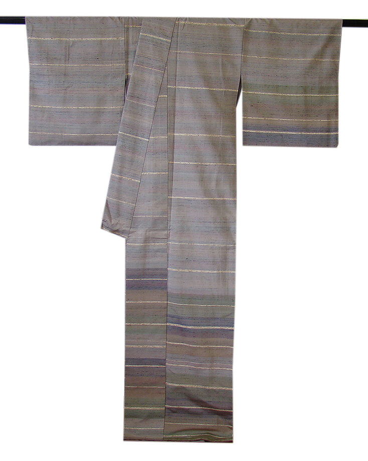 きものしらゆり 身丈165cm 裄64cm 5・6・9月 単衣 紬着尺 正絹 仕立て上り 身長150cm〜156cmの方に最適 同梱可 U974