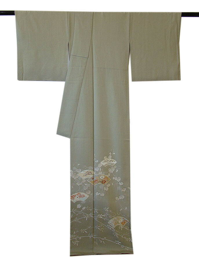 きものしらゆり 身丈165cm 裄68cm 10～5月 Ｌ寸 極上ちりめん 地紙文 色留袖 訪問着 鷹羽違い 正絹 身長157cm～165cmの方に最適 I289