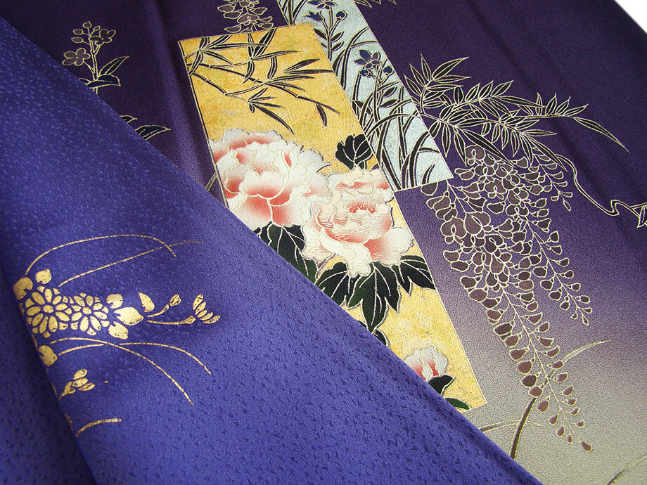 きものしらゆり 身丈159cm 裄68cm 10～5月 フォーマル 極上一越地 葡萄色 金銀彩染 訪問着 正絹 身長155cm～160cmの方に最適 I617