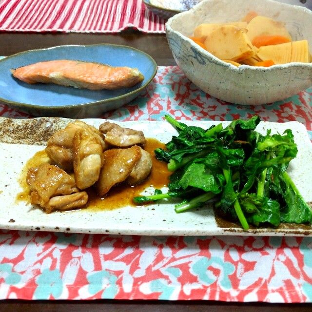 レシピ有 お肉もお魚も の和定食と 筍の土佐煮のレシピ 紡ぐ まいにちの幸せ
