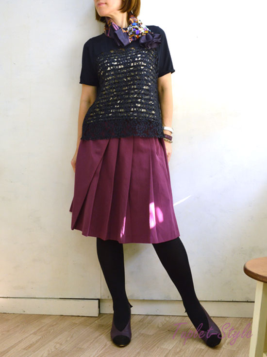 今日の通勤服 50代が着るラグジュアリーなレースtops タプレ ファッションブログ 40代 50代の洋服選び 毎日がお洒落曜日