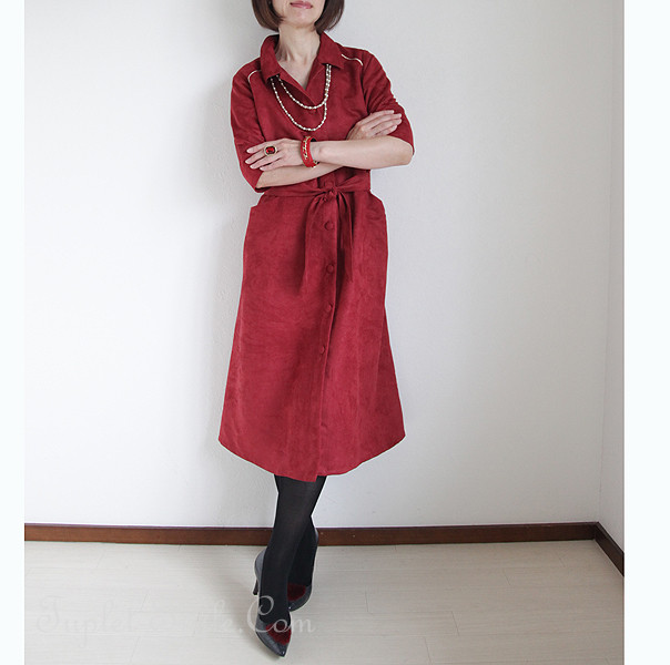 50代に似合う真っ赤なワンピース クリスティンの服 タプレ ファッションブログ 40代 50代の洋服選び 毎日がお洒落曜日