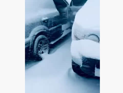 Person Forgets to Shut Truck Door During Snow Storm
