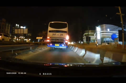 Bus Blinker Catches Fire in Rayong