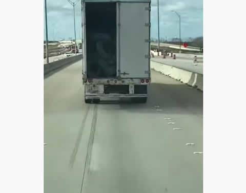 Tires Tumble out of Trailer in Texas