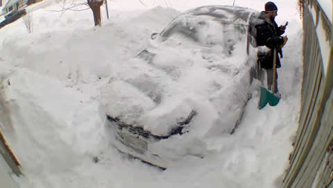 Timelapse of Husband Shoveling Snow After Massive Storm