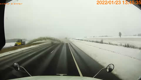 Speeding Snow Plow Causes Car Wreck