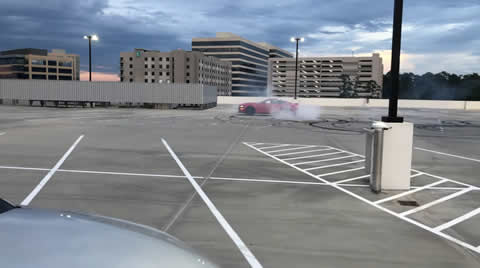 Mustang Manages to Find Pole in Parking Lot