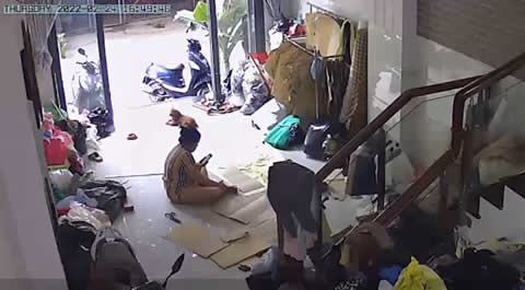 Out-of-Control Motorcycle Launches into Living Room