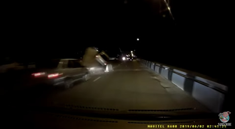 Unmarked Road Repairs Sends Car Flying