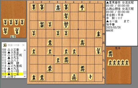 117手目61金まで後手投了。