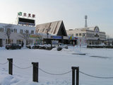 雪景色の石北本線・北見駅
