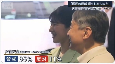 女性天皇「賛成」85％