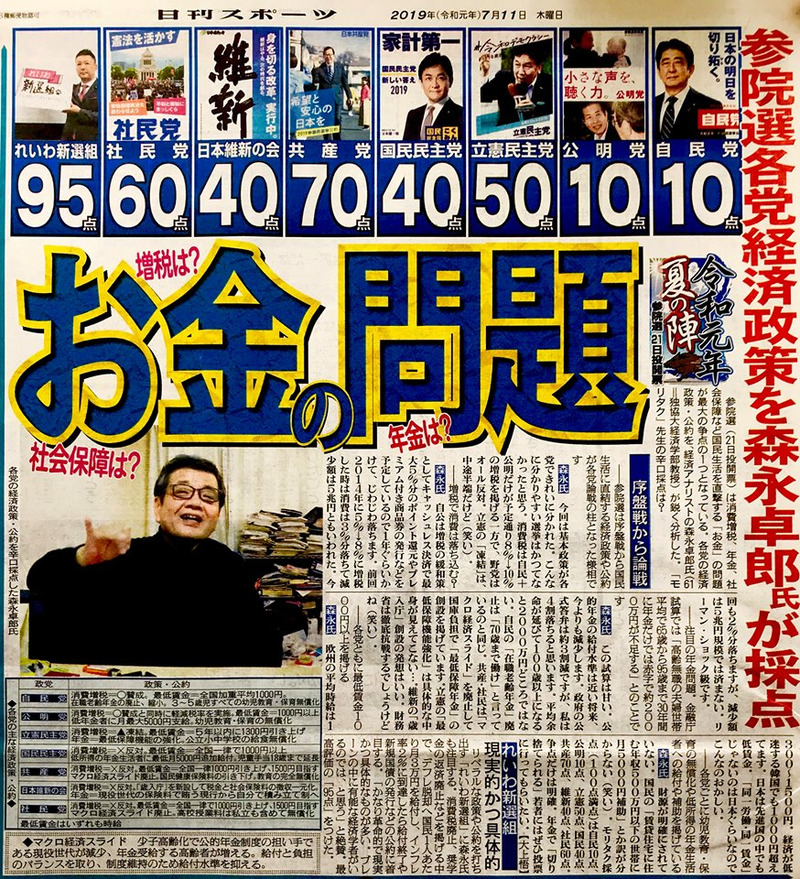 経済政策の採点 森永卓郎氏 れいわ95点 共産70点 立憲50点 自民10点 ついっちゃが 経済政策の採点 森永卓郎氏 れいわ95点 共産70点 立憲50点 自民10点 ついっちゃが