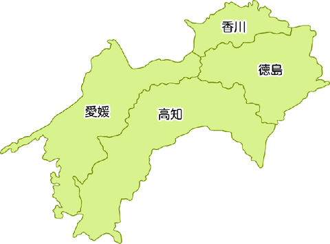四国地方の地図