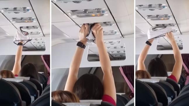  【 画像 】女さん、機内の空調でﾊﾟﾝﾂ乾かす姿を盗撮されてしまうｗｗｗｗｗｗｗｗｗｗｗ...