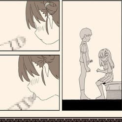 【エロ漫画】ウチに遊びに来ていた妹の友達のJ○とじゃれ合ってたらエッチな展開になっておっぱい揉んだりチンポしゃぶってもらっちゃった!