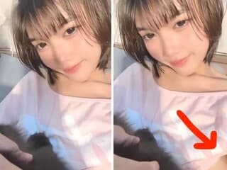 【動画】10代美少女「この子がうちの猫です♪」⇒ 乳首出てる事に気づいてない