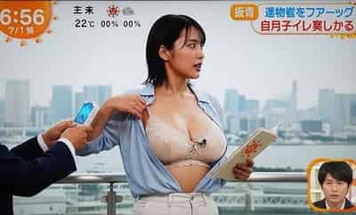 【画像】 女子アナさん、暑すぎて生放送中に下着姿になる