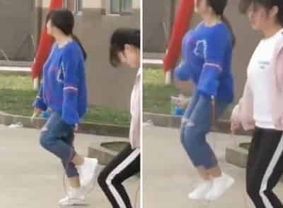 【動画】体育の時間が「なわ跳び」だった爆乳JC、伝説を作ってしまうｗｗｗ