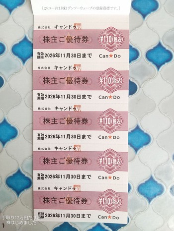 「キャンドゥ」と「八洲電機」と「コシダカHD」と「ジンズHD」から株主優待が到着！