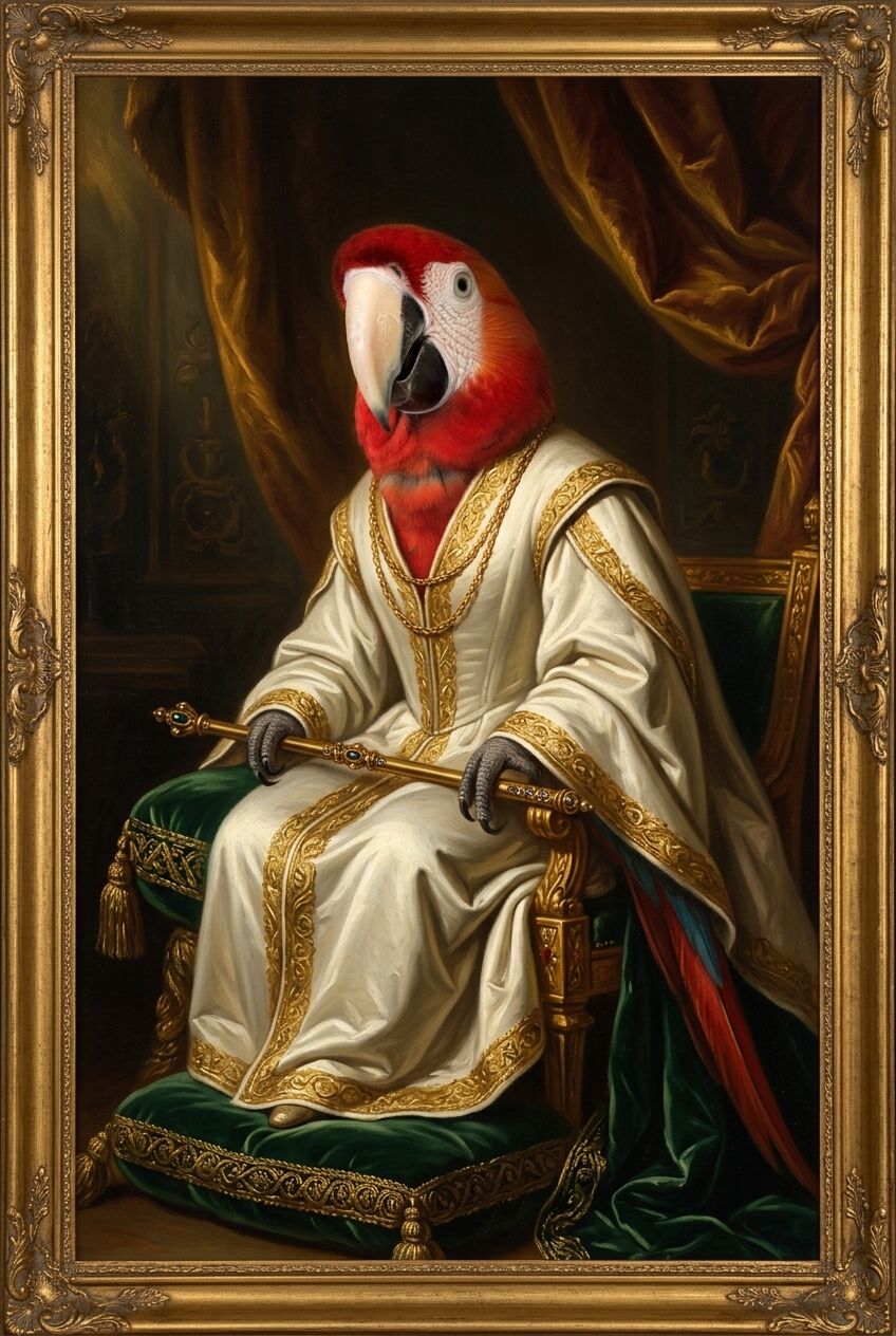 コンゴウインコのルネサンス肖像画額装プリントができました！ : うち