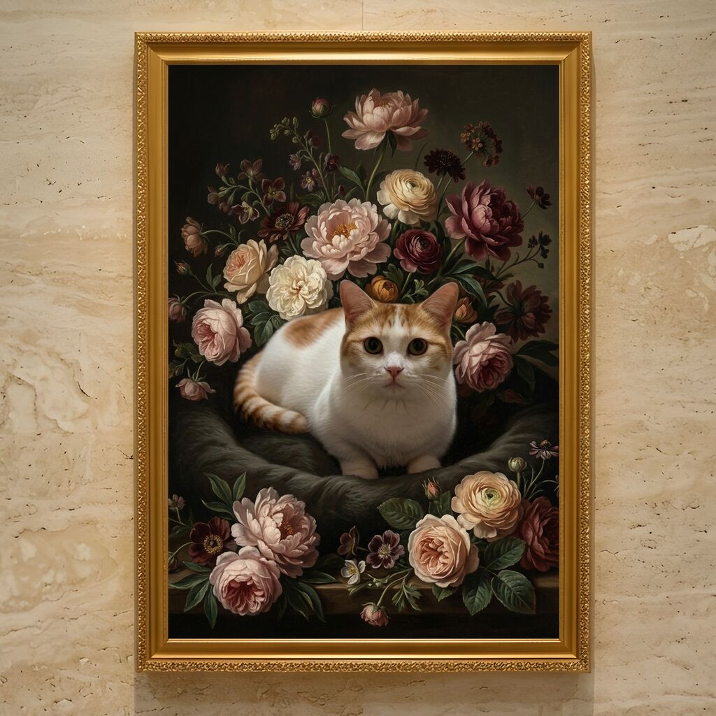 マンチカンの花の油絵風アート額装プリントができました！ : うちの子