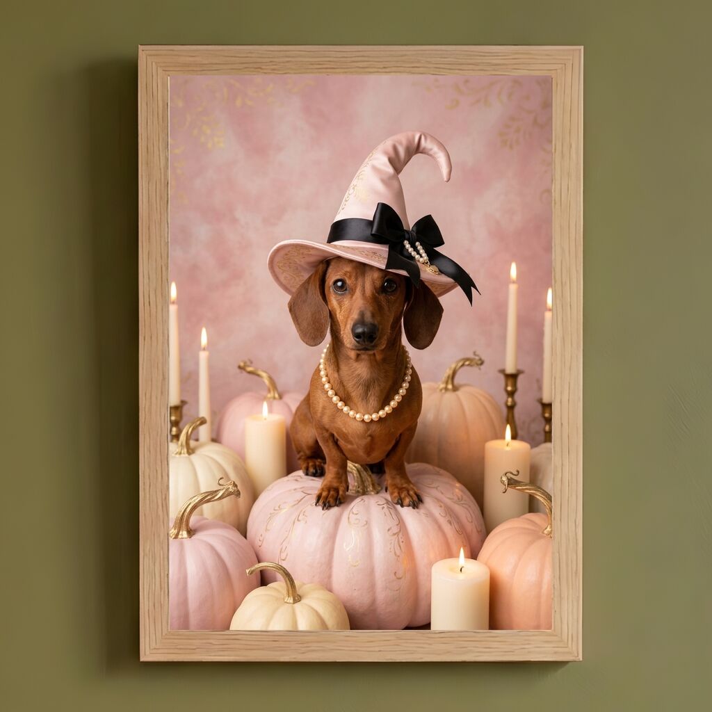 オーダーページ パネル ハロウィン ミニチュアダックス 9/16 ミニチュアダックスフンドのハロウィン額装プリントができました