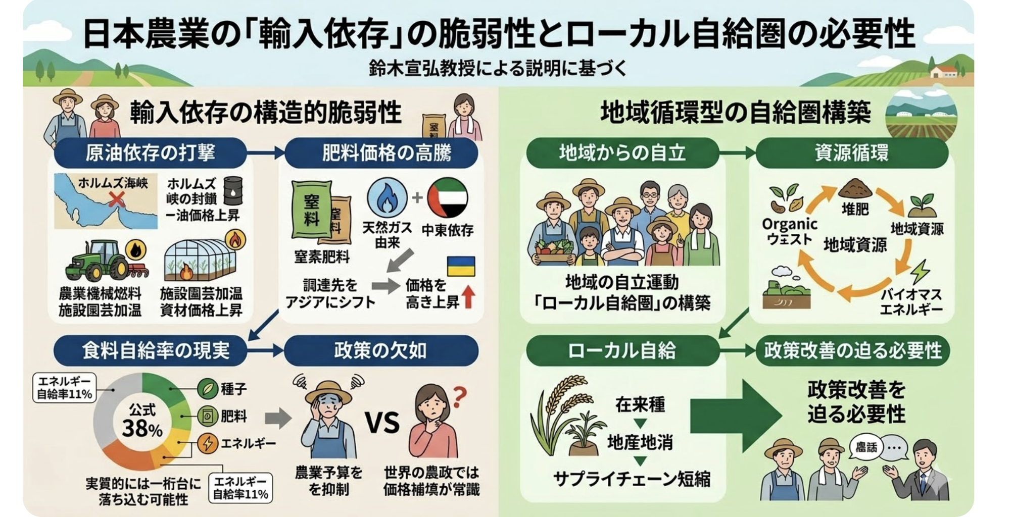 「農家の努力不足」と責任転嫁し、真の原因（輸入依存体制と緊縮財政）を隠蔽