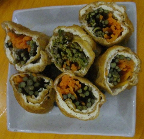 わらびの油揚げ巻き