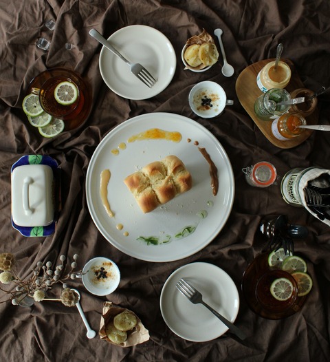 Breakfast : Milk Jam, Mocha Jam, Mango Jam, Citrus Sudachi Jam, Toast, Boiled Potato, Yogurt, Ginger Ale 