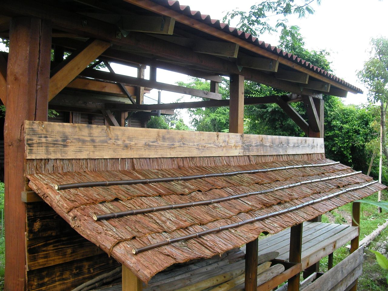 車庫づくり 6 檜皮葺 植木屋タケさんのぶろぐ